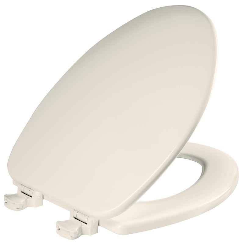 Bemis CHURCH Toilet Seat, Easy Clean Hinges Release for Deep Cleans, Durable Enameled Wood Seat, Elongated, Biscuit - Image 1